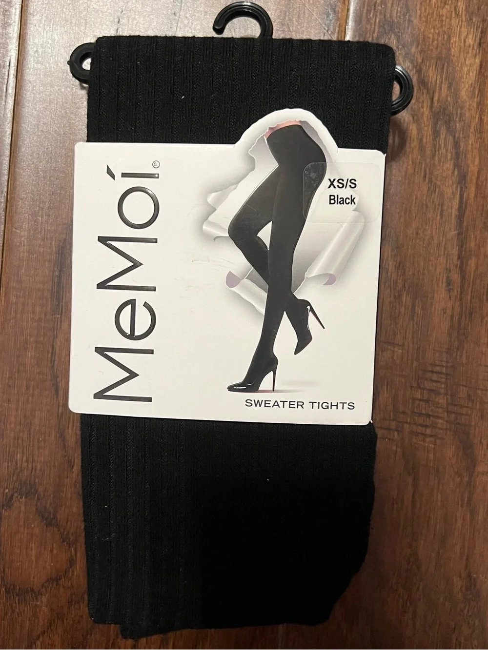 MeMoi Women's Boston Ribbed Cotton Blend Sweater Tights - XS-S / Black MSRP $20